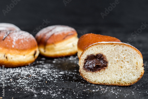 Tasty buns with chocolate filling
