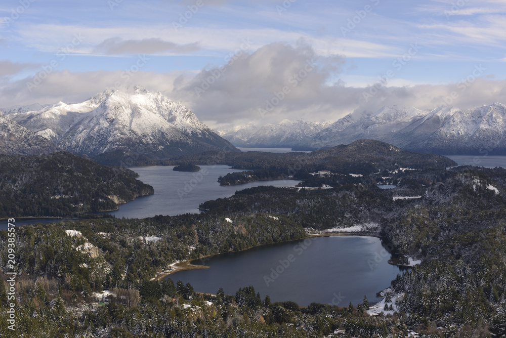 View of the lakes and mountains of Bariloche from Cerro Campanario, the best view of Barilochesegun tourists and photographers.