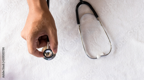 Bild auf Leinwand equipment for support people sick with stethoscope