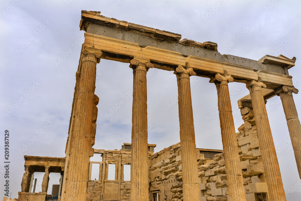 Temple Erechtheion Ruins Porch Caryatids Acropolis Athens Greece