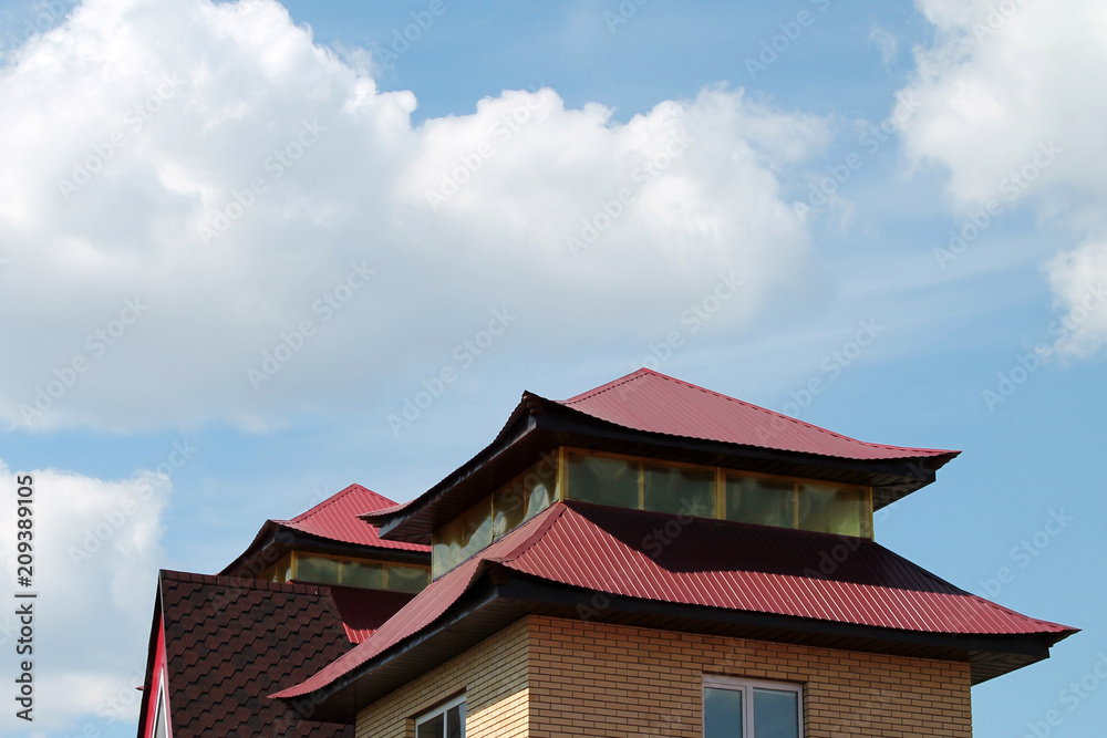 Chinese style roof over blue sky background Chinese style roof over blue sky background