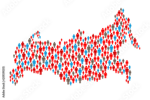 Russia Map People Population. Vector Illustration