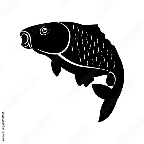 Vector image of fish carp silhouette