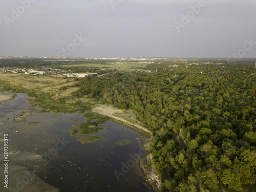 Aerial view to the Shoreline of Baltic sea beach