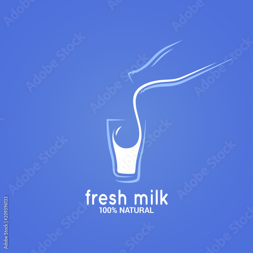 milk bottle and glass logo on blue background