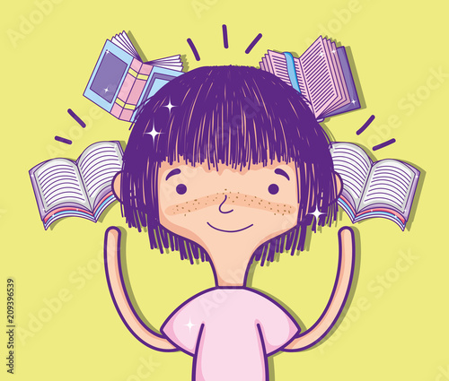 Cute girl with books