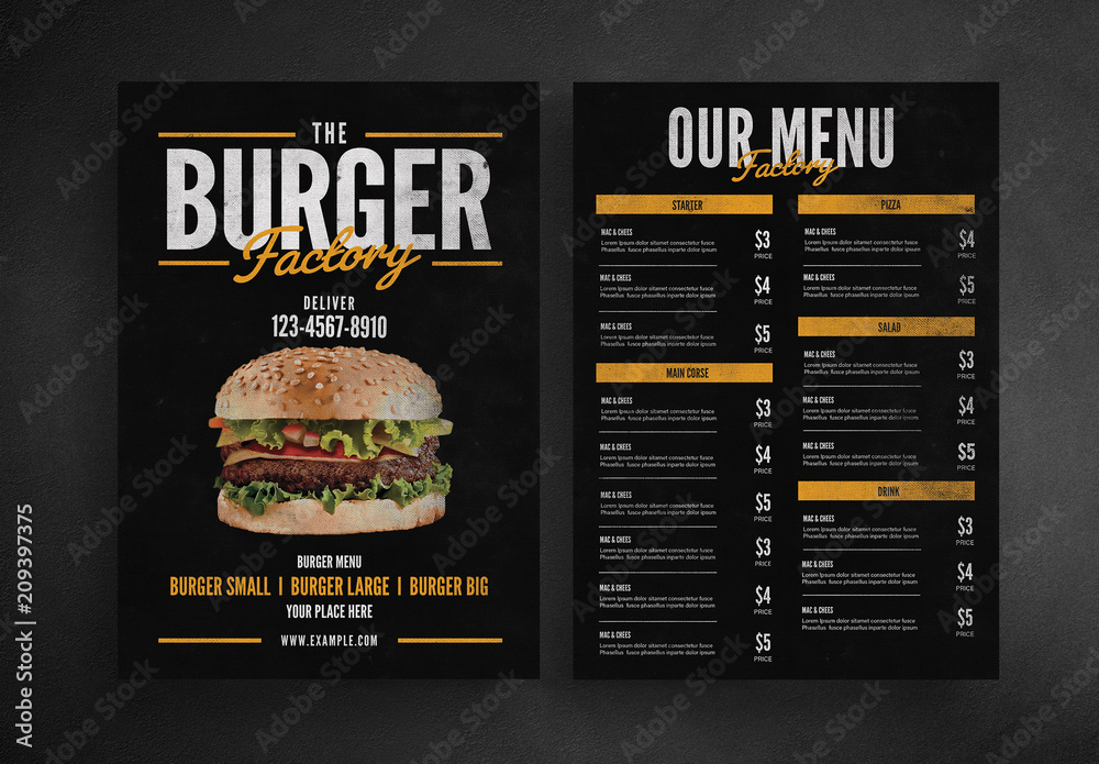 Burger Restaurant Menu Layout Template Stock | Adobe Stock