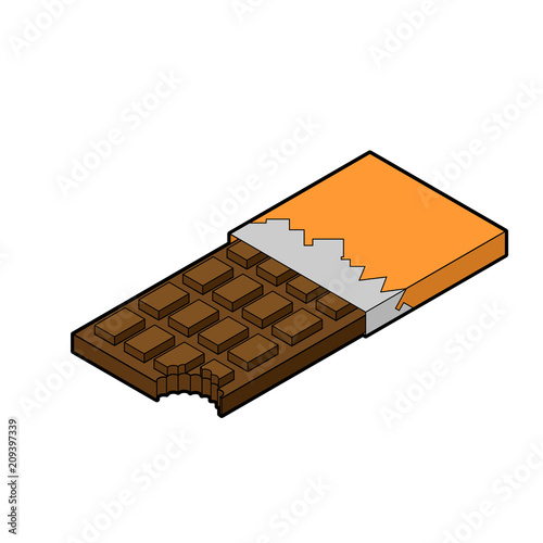 Chocolate bar isometric. Sweetness Vector illustration. Food