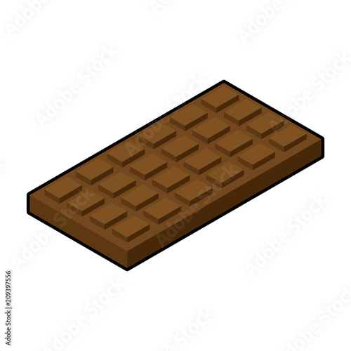 Chocolate bar isometric. Sweetness Vector illustration. Food