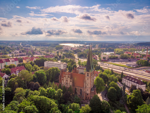Obraz na płótnie Olsztyn z lotu ptaka w salonie