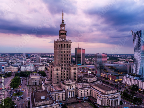 Obraz na płótnie Warszawa z lotu ptaka w salonie