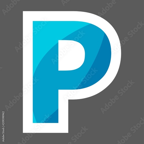 Fototapeta Naklejka Na Ścianę i Meble -  Vector parking icon, includes inscription P. Parking Sign  vector  colored sticker. Layers grouped for easy editing illustration.  For your design.