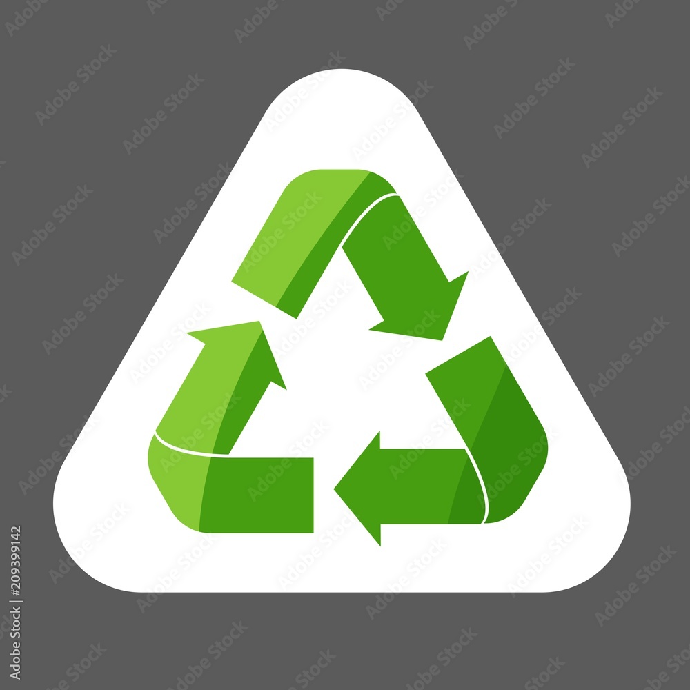 Recycle sign isolated. Flat icon. Vector icon Recycle colored sticker. Layers grouped for easy editing illustration. For your design. Recycle sign isolated. Flat icon. Vector icon Recycle colored sticker. Layers grouped for easy editing illustration. For your design.