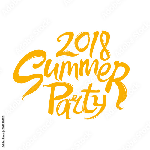 Summer Party Logo. 2018. Template for the seasonal party. Handwritten font vector poster.