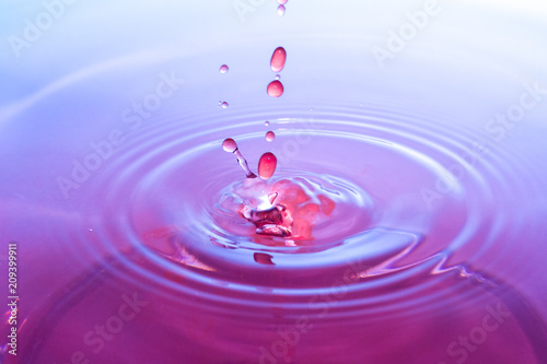 Red drop on water surface