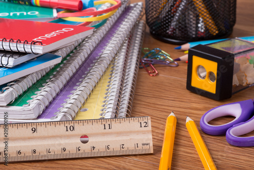 Closeup of an Assortment of School Supplies