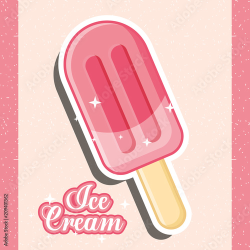 ice scream bright strawberry popsicle vector illustration