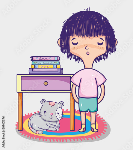 Girl with books cartoons