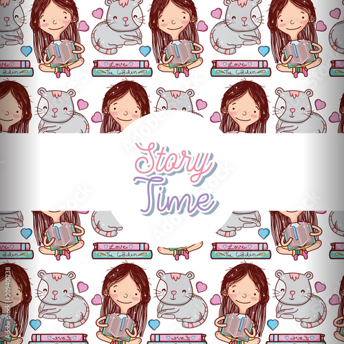 Story time books background pattern