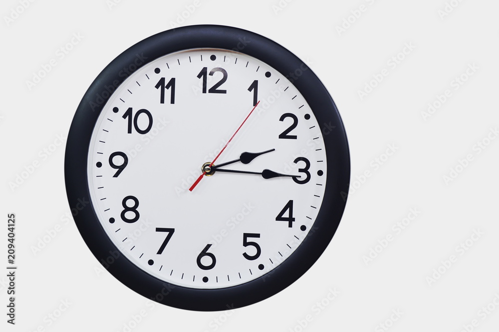 Time Concept With Black Clock At A Quarter Past Two Am Or Pm Stock time-concept-with-black-clock-at-a-quarter-past-two-am-or-pm-stock