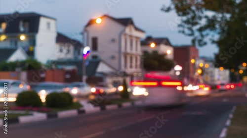 Evening city road, traffic.
