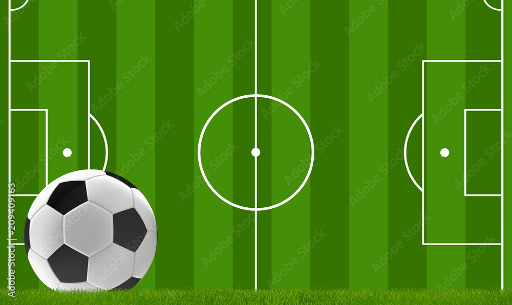 soccer ball with soccer field 3d rendering soccer ball with soccer field 3d rendering