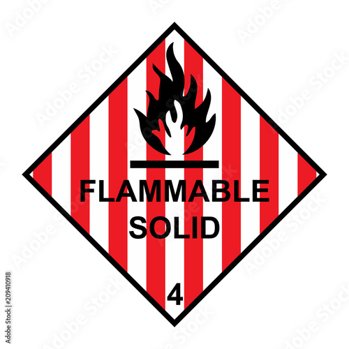 Flammable solid diamond with flames symbol