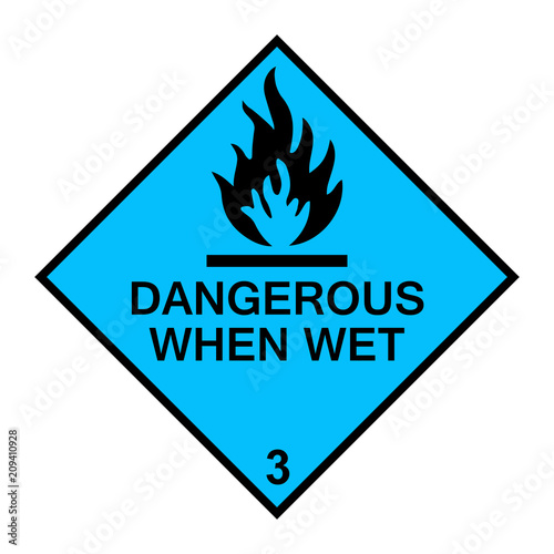 Dangerous when wet diamond with flames symbol