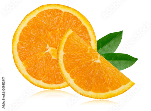 slice of orange isolated on white background