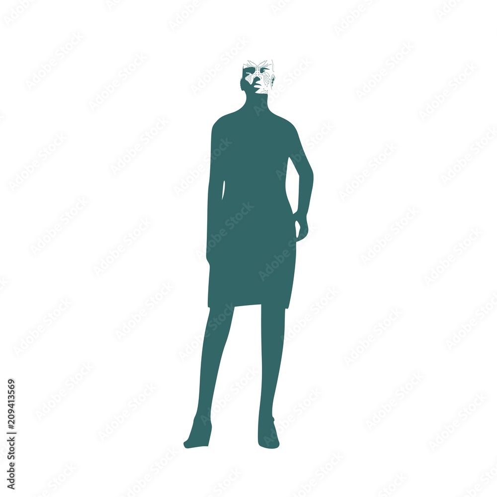 Humanoid robot silhouette wearing the suit. Robotics industry relative image. Humanoid robot silhouette wearing the suit. Robotics industry relative image.