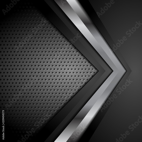 Black technology background with metallic arrow