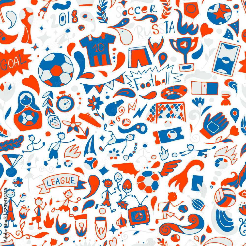 Obraz premium Soccer tournament, football league team international championship. Seamless pattern for your design