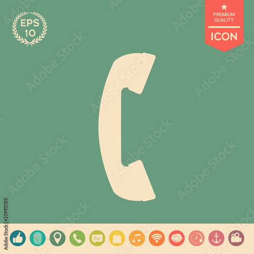 Telephone handset, telephone receiver symbol