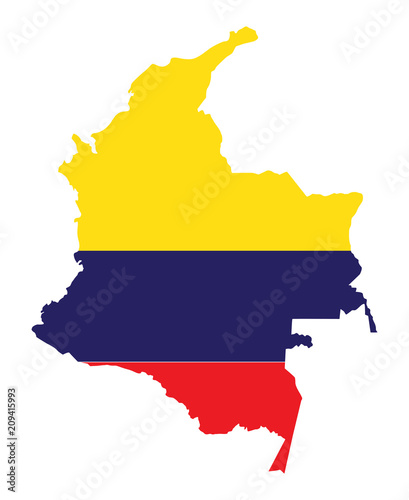 Colombia Map with Flag Vector
