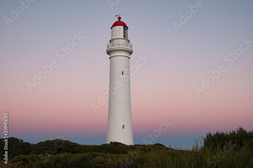 Split Point Lighthouse on the coastline of Australia  alongside the Great Ocean Road at sunset