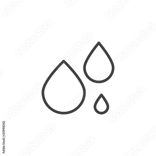 Water drops outline icon. linear style sign for mobile concept and web design. liquid droplet simple line vector icon. Symbol, logo illustration. Pixel perfect vector graphics