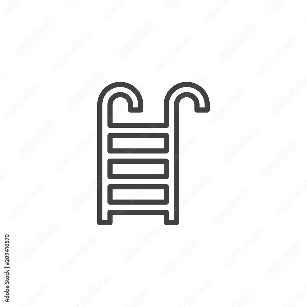 Swimming pool ladder outline icon. linear style sign for mobile concept and web design. Pool staircase simple line vector icon. Symbol, logo illustration. Pixel perfect vector graphics Swimming pool ladder outline icon. linear style sign for mobile concept and web design. Pool staircase simple line vector icon. Symbol, logo illustration. Pixel perfect vector graphics
