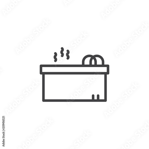 Hot jacuzzi tub outline icon. linear style sign for mobile concept and web design. Jacuzzi spa simple line vector icon. Symbol, logo illustration. Pixel perfect vector graphics