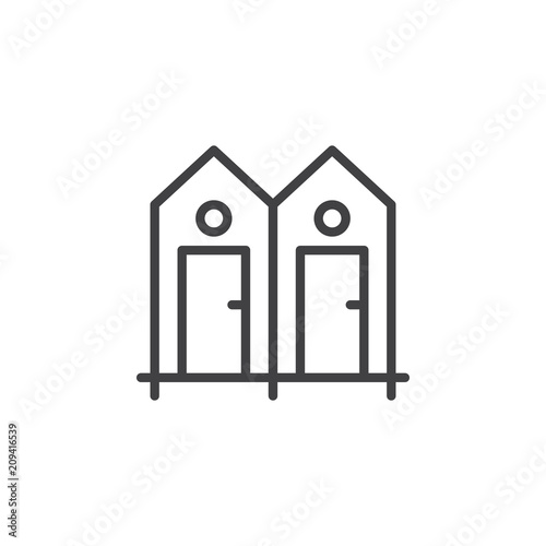 Beach Dressing room outline icon. linear style sign for mobile concept and web design. Shower cabin simple line vector icon. Symbol, logo illustration. Pixel perfect vector graphics