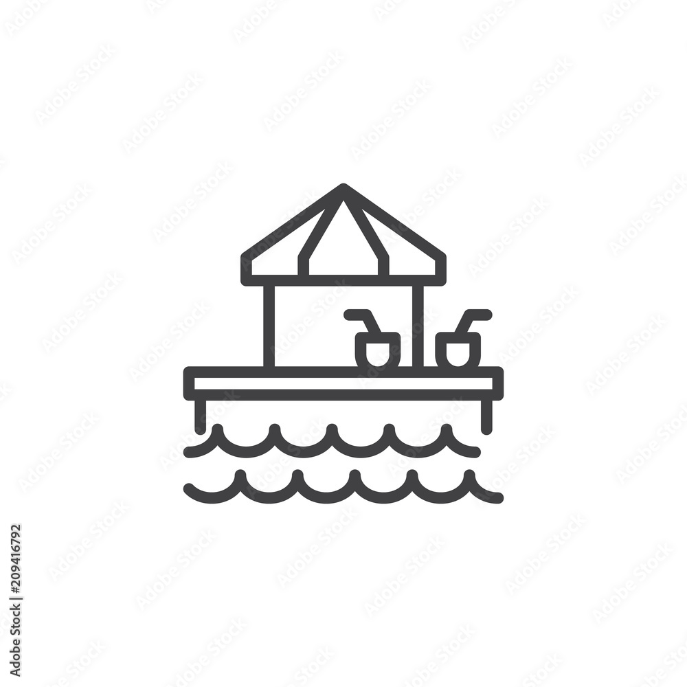 Aqua bar with drinks outline icon. linear style sign for mobile concept and web design. Bar in swimming pool in water park simple line vector icon. Symbol, logo illustration. Pixel perfect vector Aqua bar with drinks outline icon. linear style sign for mobile concept and web design. Bar in swimming pool in water park simple line vector icon. Symbol, logo illustration. Pixel perfect vector