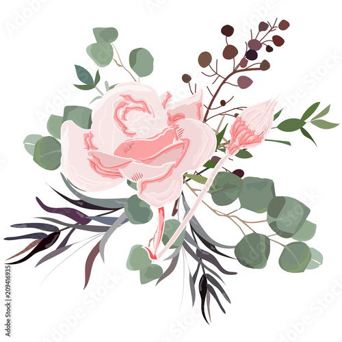 Delicate bouquet for your beloved, vector illustration for wedding and anniversary cards, banners, posters and cards. photo