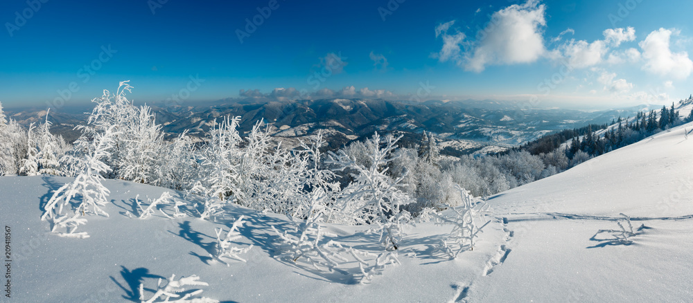 Fototapeta Winter mountain snowy landscape