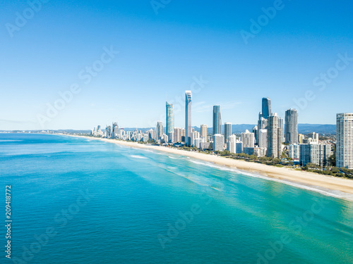 Surfers Paradise beach from an aerial perspective On the Gold Coast in Australia © Darren