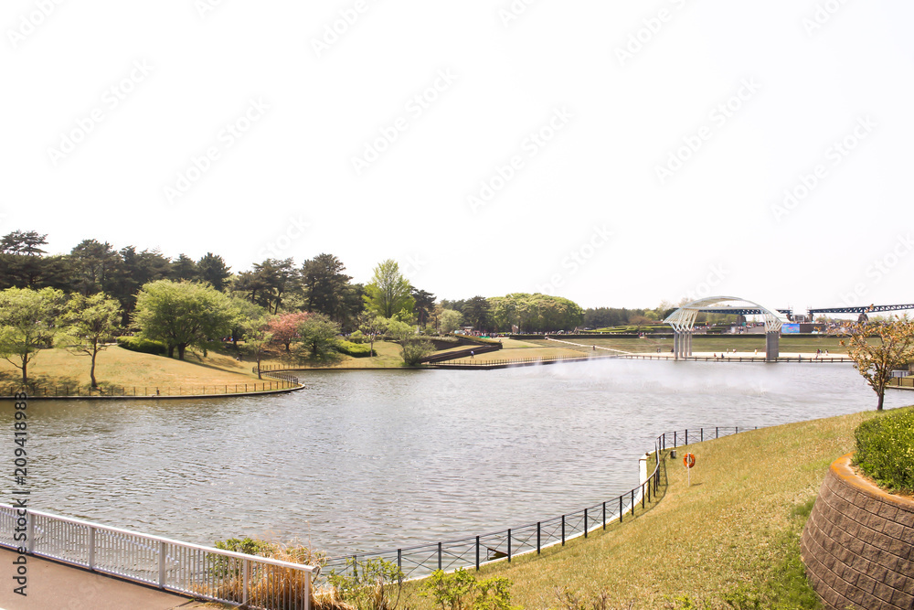 Landscape of natural view and river in hitachi seaside park