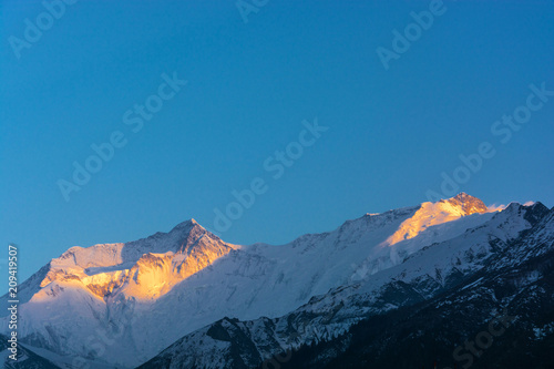 Dawn in the Himalayas, Nepal.