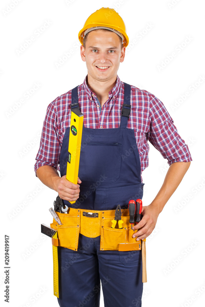 Smiling technician on isolated Smiling technician on isolated