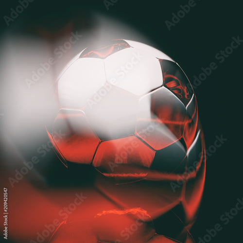 Billede på lærred Realistic Soccer Ball On Dark Background