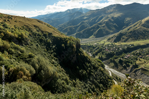 Road serpentine on beautiful autumn mountain landscape in Georgia