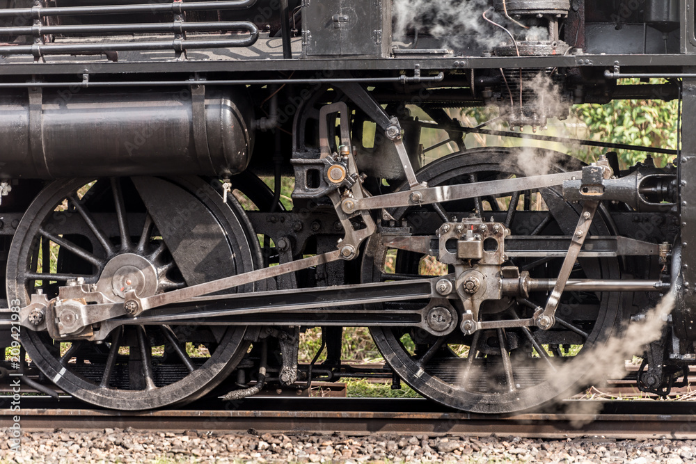 Steam locomotive train wheels