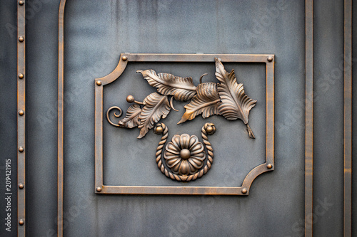 wrought-iron gates, ornamental forging, forged elements close-up © Oleksandr
